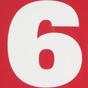 Bold white six digit on a red background.